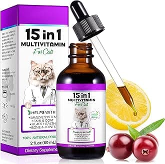 Cat Multivitamin,15 in 1 Cat Multivitamin Liquid Drops Supplements, Cat Vitam...